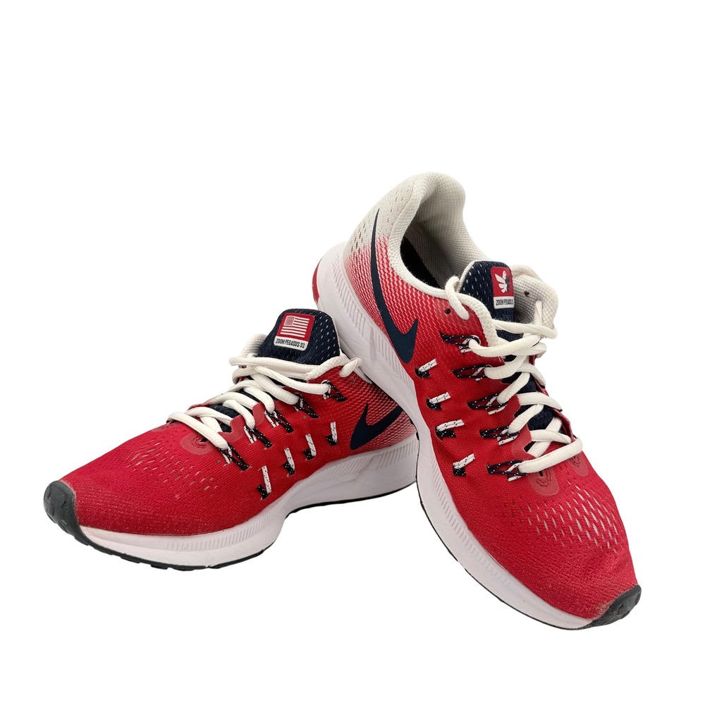 Nike Air Zoom Pegasus 33 Men Red White Blue USA Running Shoes Sneakers‎ Size 6